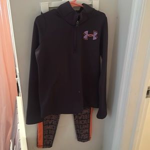 Girls youth small under armor activewear set. Top and bottom